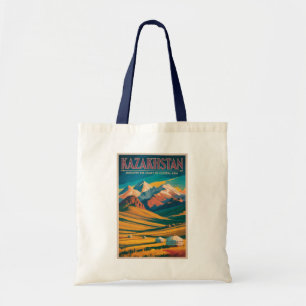 Kazakhstan Steppes Illustration Travel Art Vintage Tote Bag