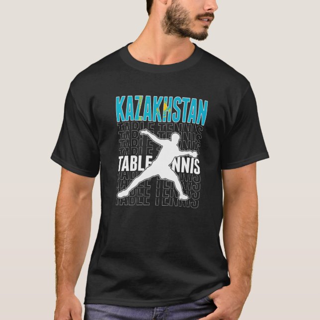 Kazakhstan Table Tennis Fans Kazakhstani Flag Ping T-Shirt (Front)