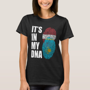 Kazakhstani And Latvian Mix DNA Heritage Flag T-Shirt