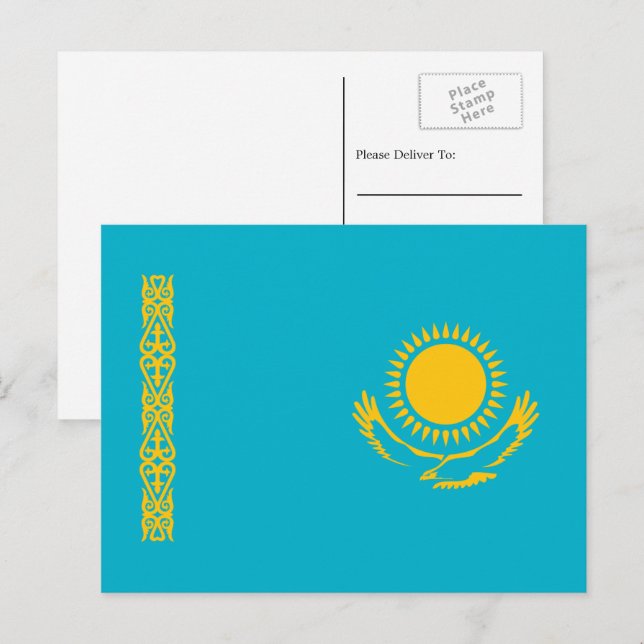 Kazakhstani Flag, Flag of Kazakhstan Postcard (Front/Back)