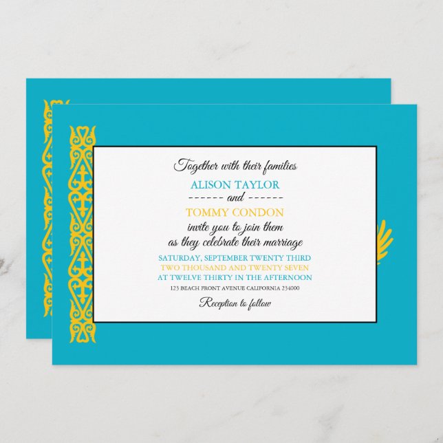 Kazakhstani Flag, Flag of Kazakhstan Wedding Invitation (Front/Back)
