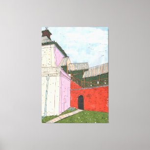 Kazan Kremlin Old Fortress Cityscape Collage Art Canvas Print
