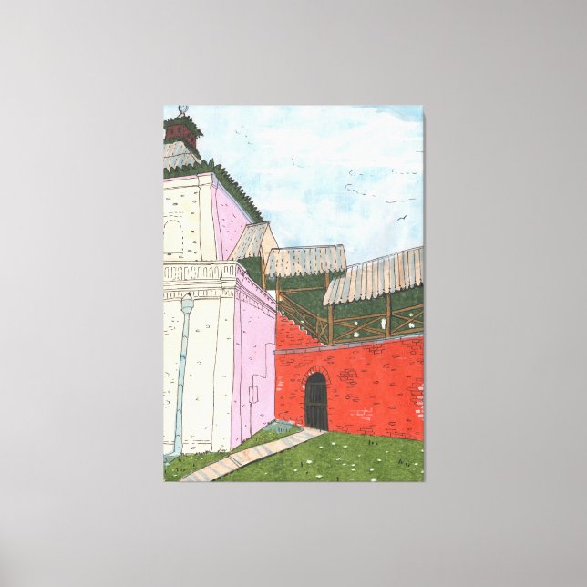 Kazan Kremlin Old Fortress Cityscape Collage Art Canvas Print (Front)