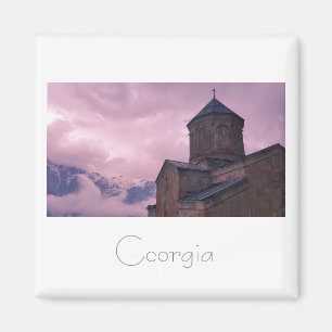 Kazbegi Georgia Gergeti Church Mountain Landscape Magnet