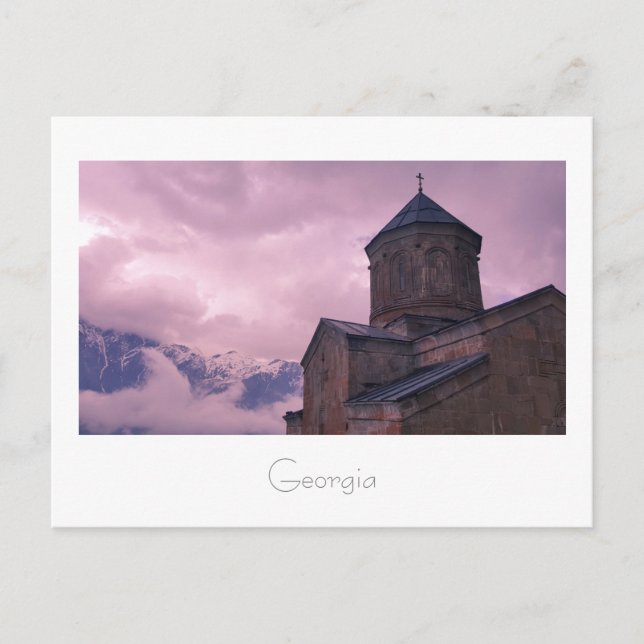 Kazbegi Georgia Gergeti Church Mountain Landscape Postcard (Front)