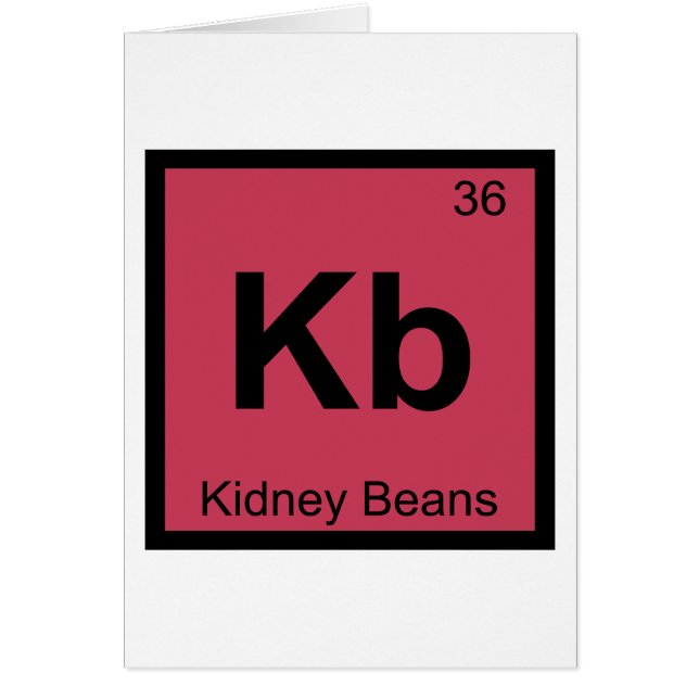 Kb - Kidney Beans Chemistry Periodic Table Symbol (Front)