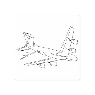KC-135 Line Drawing Boom Down Three Quarter View Rubber Stamp