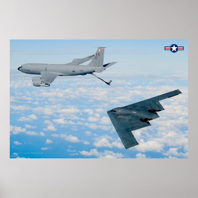 KC-135R STRATOTANKER REFUELLING B-2 SPIRIT POSTER (Front)