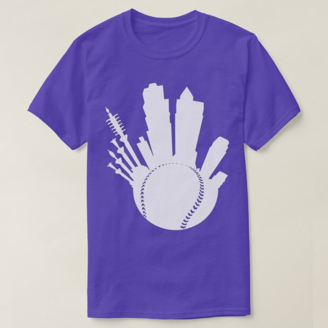 KC Kansas City Baseball Buildings Skyline Royal Bl T-Shirt (Design Front)