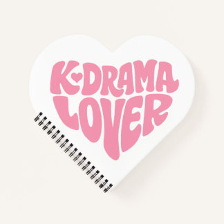 Kdrama Lover Pink Heart Typography Simple Cute Notebook