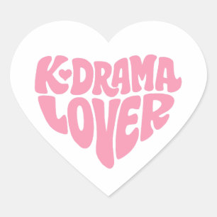 Kdrama Lover Pink Modern Minimalistic Typography Heart Sticker