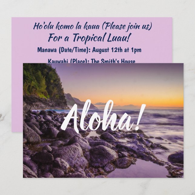 Ke’e Beach at Sunrise, Kauai, Hawaii Invitation (Front/Back)