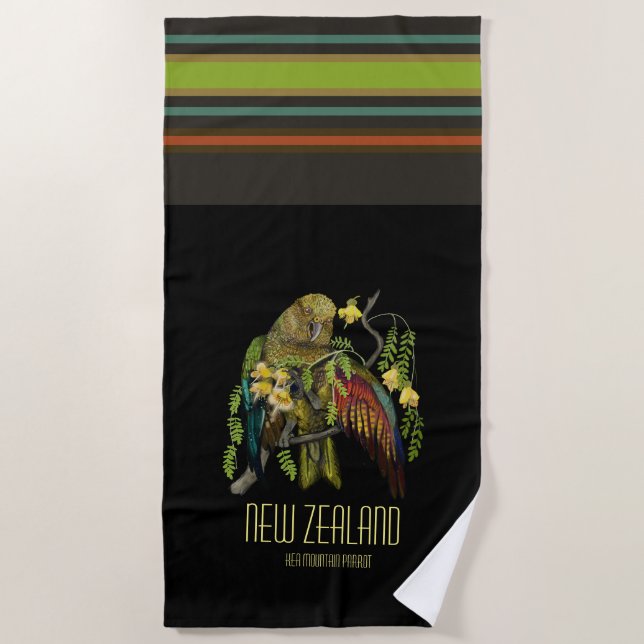 Kea New Zealand Mountain Parrot Beach Towel (Front)