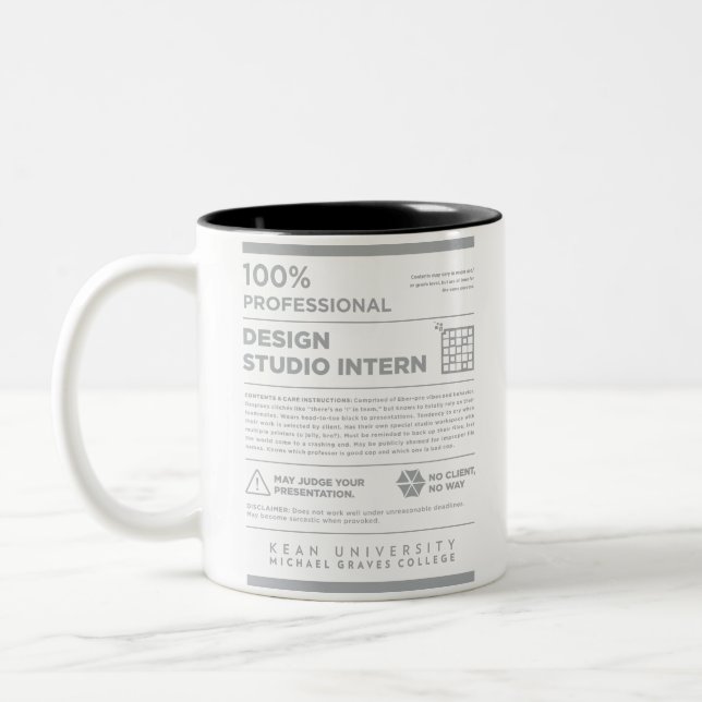 Kean MGC Care Label Design Studio Mug (Left)
