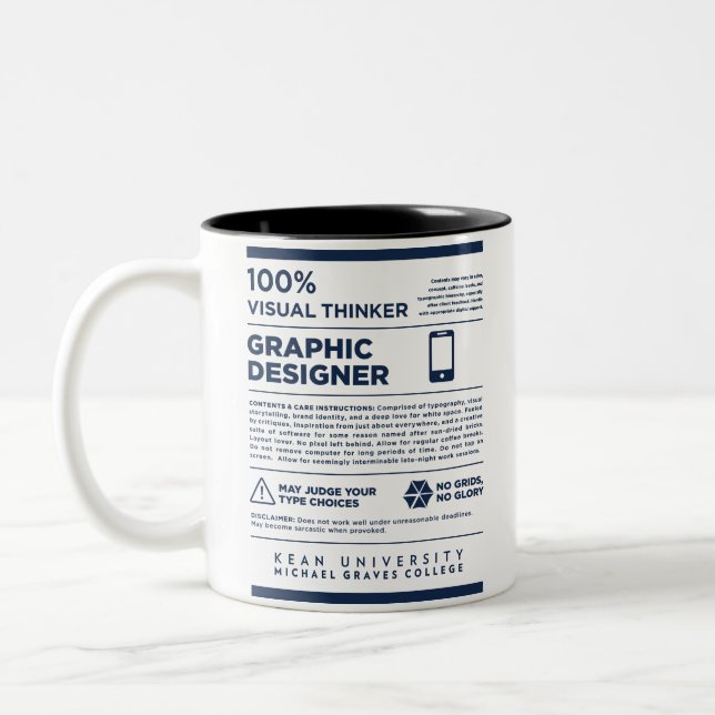Kean MGC Care Label Graphic Design Mug (Left)