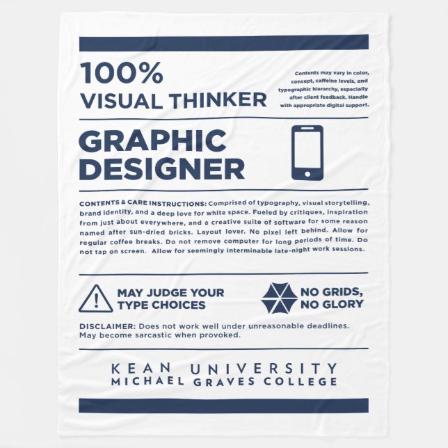 kean MGC Graphic Design Care Label Fleece Blanket (Front)