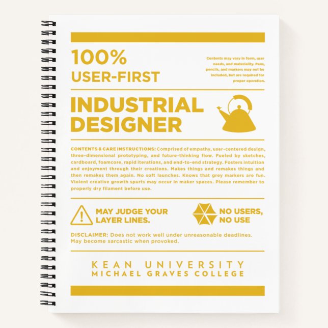 Kean MGC Industrial Design Care Label Notebook (Front)