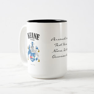 Keane Family Crest, Translation & Meaning Two-Tone Coffee Mug