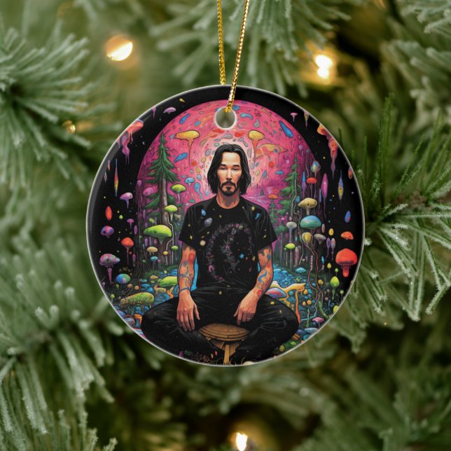 Keanu Reeves Christmas Peace Meditation Ornament (Tree)