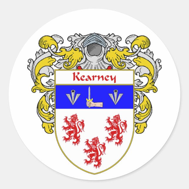 Kearney Coat of Arms (Mantled) Classic Round Sticker (Front)