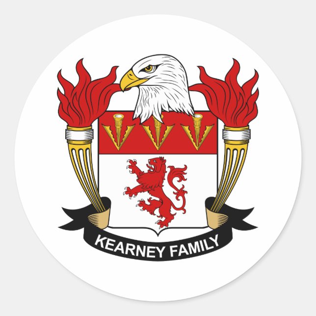 Kearney Family Crest Classic Round Sticker (Front)