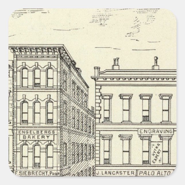 Kearny, Pine and California East Side Square Sticker (Front)