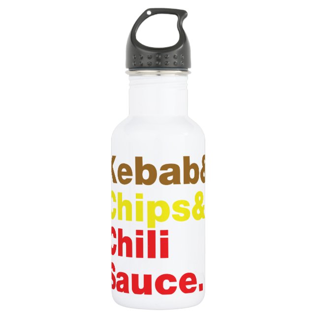 Kebab & Chips & Chilli Sauce. 532 Ml Water Bottle (Front)