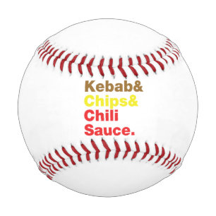 Kebab & Chips & Chilli Sauce. Baseball