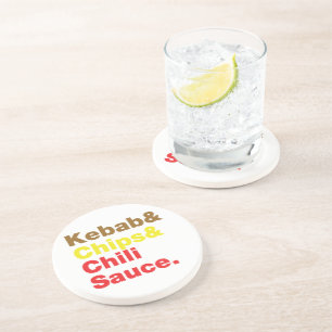 Kebab & Chips & Chilli Sauce. Coaster
