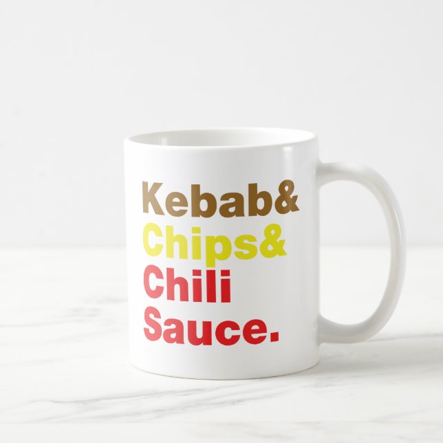 Kebab & Chips & Chilli Sauce. Coffee Mug (Right)