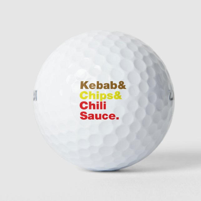 Kebab & Chips & Chilli Sauce. Golf Balls (Front)