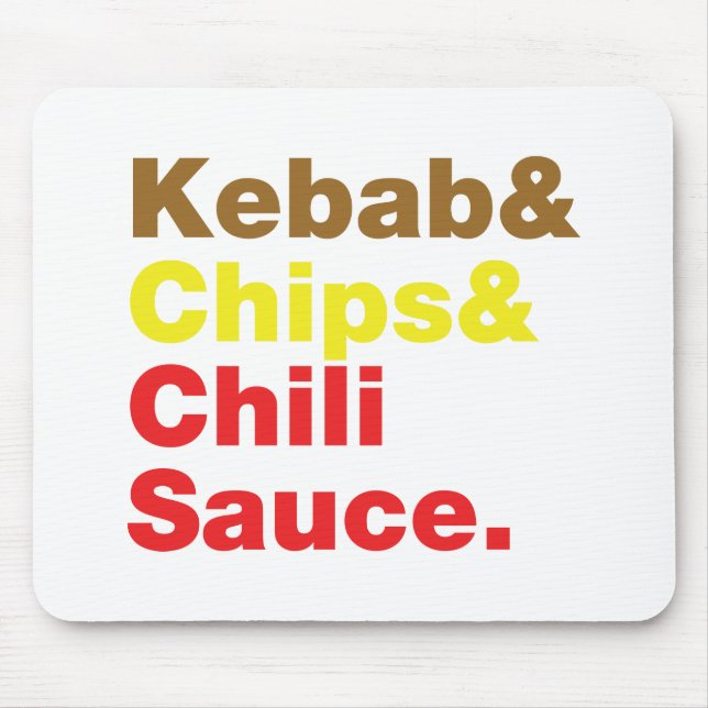 Kebab & Chips & Chilli Sauce. Mouse Mat (Front)
