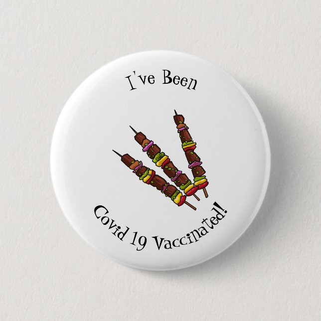 Kebab or kabob cartoon illustration 6 cm round badge (Front)