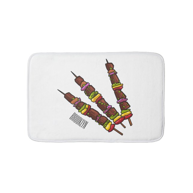 Kebab or kabob cartoon illustration bath mat (Front)
