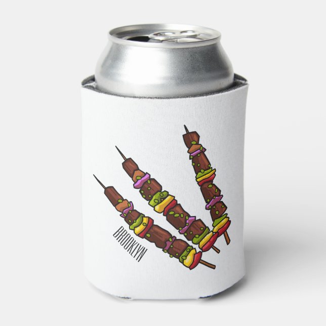 Kebab or kabob cartoon illustration can cooler (Can Front)