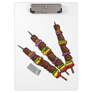 Kebab or kabob cartoon illustration clipboard
