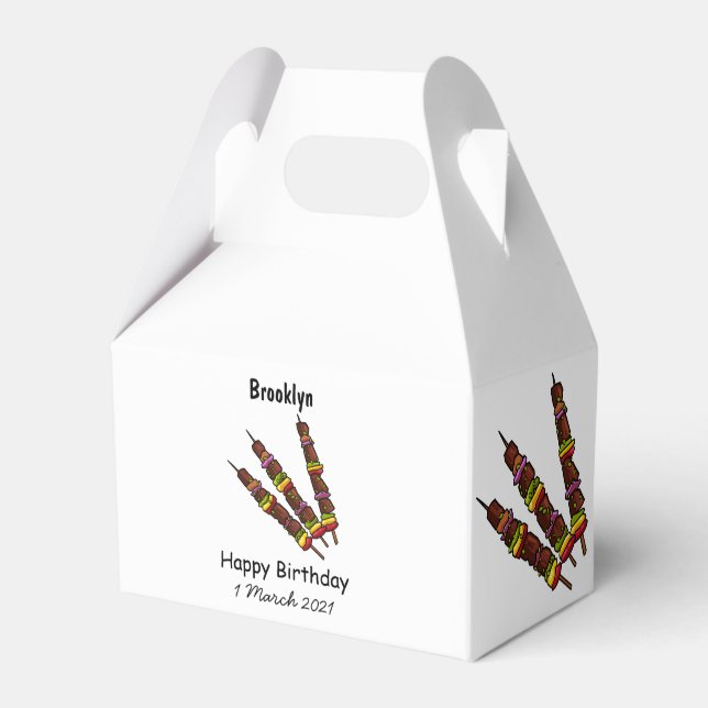 Kebab or kabob cartoon illustration favour box (Front Side)