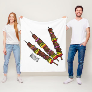 Kebab or kabob cartoon illustration fleece blanket
