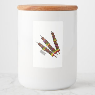 Kebab or kabob cartoon illustration food label