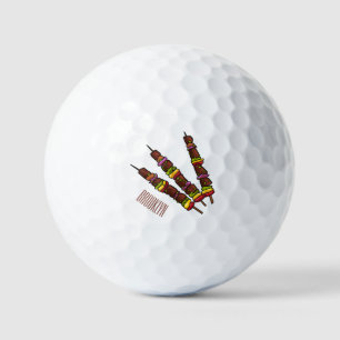 Kebab or kabob cartoon illustration golf balls