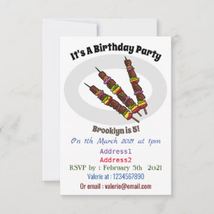Kebab or kabob cartoon illustration invitation