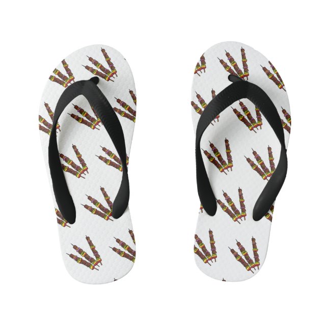 Kebab or kabob cartoon illustration kid's flip flops (Footbed)