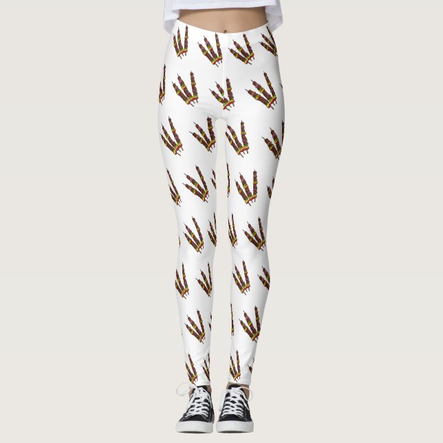 Kebab or kabob cartoon illustration leggings (Front)