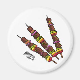 Kebab or kabob cartoon illustration magnet