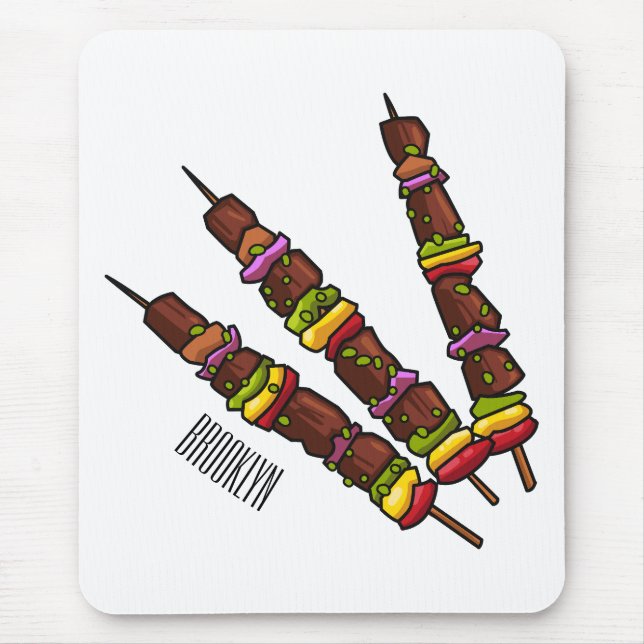 Kebab or kabob cartoon illustration mouse mat (Front)