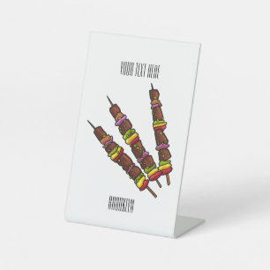 Kebab or kabob cartoon illustration pedestal sign