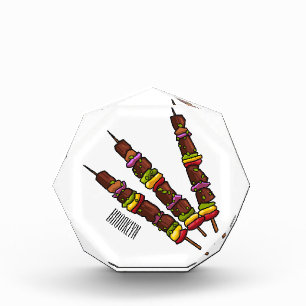 Kebab or kabob cartoon illustration photo block