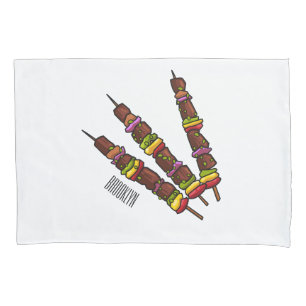 Kebab or kabob cartoon illustration pillowcase