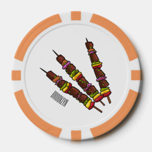 Kebab or kabob cartoon illustration poker chips