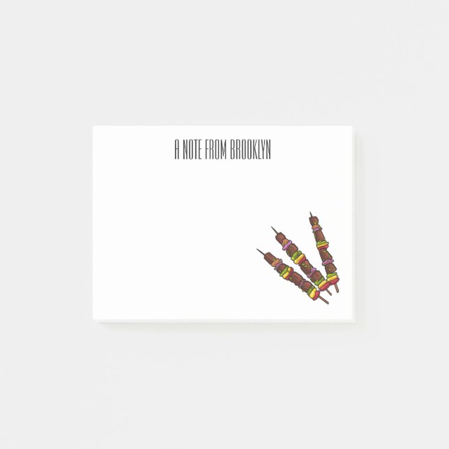 Kebab or kabob cartoon illustration post-it notes (Front)